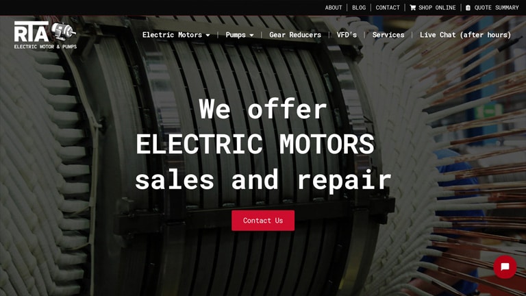 website design for electric motor and pumps shop and repair